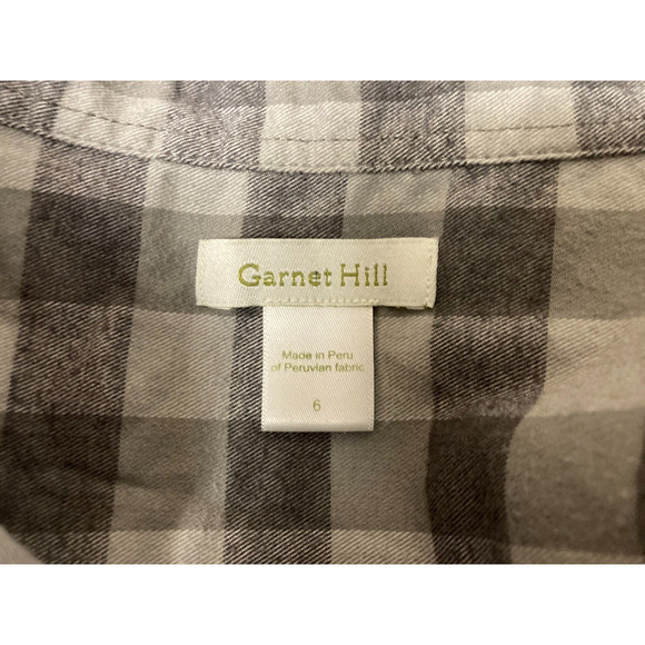 Garnet Hill Gray Check Button Front Organic Cotton Tunic Size 6 - Picture 4 of 4